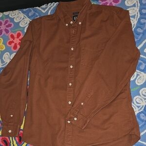 Men's Brown Button-Down Shirt